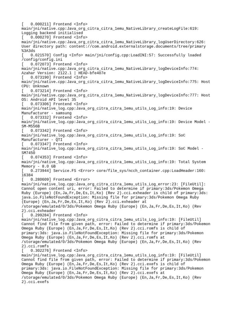 Citra Emulator Log Analysis Report | PDF | Computing Platforms | Software