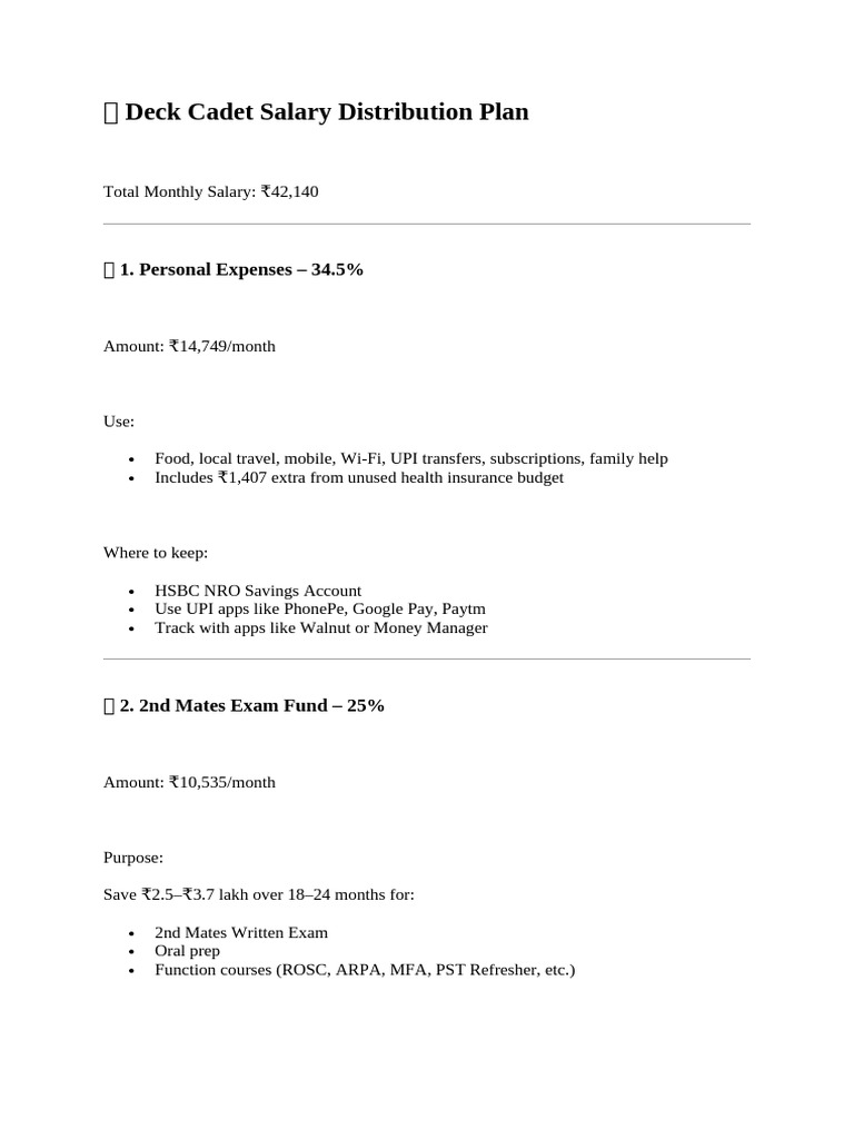 Deck Cadet Salary Allocation Guide | PDF