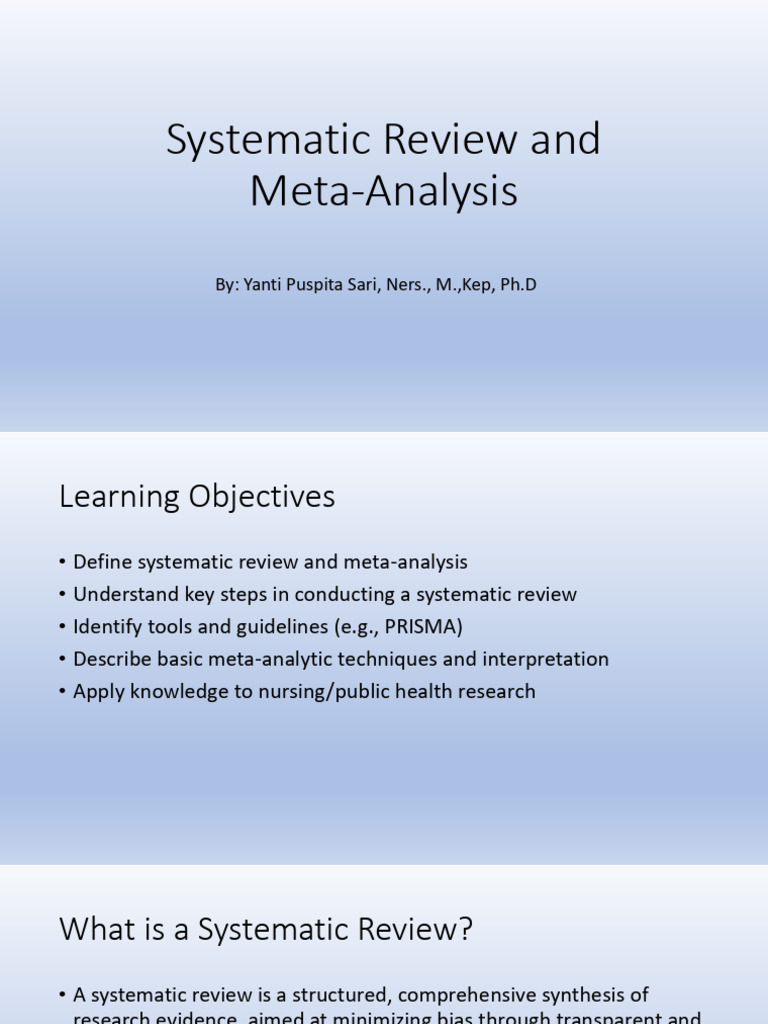 Systematic Review and Meta Analysis Lecture | PDF | Systematic Review ...