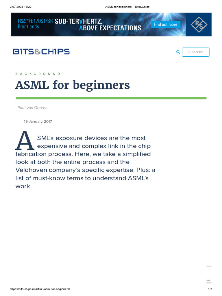 Understanding ASML in Chip Fabrication | PDF | Photolithography ...