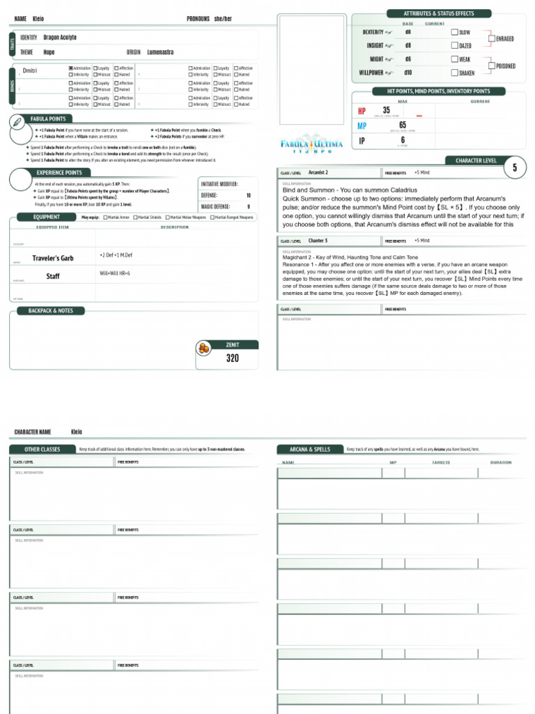 Kleio Sheet | PDF