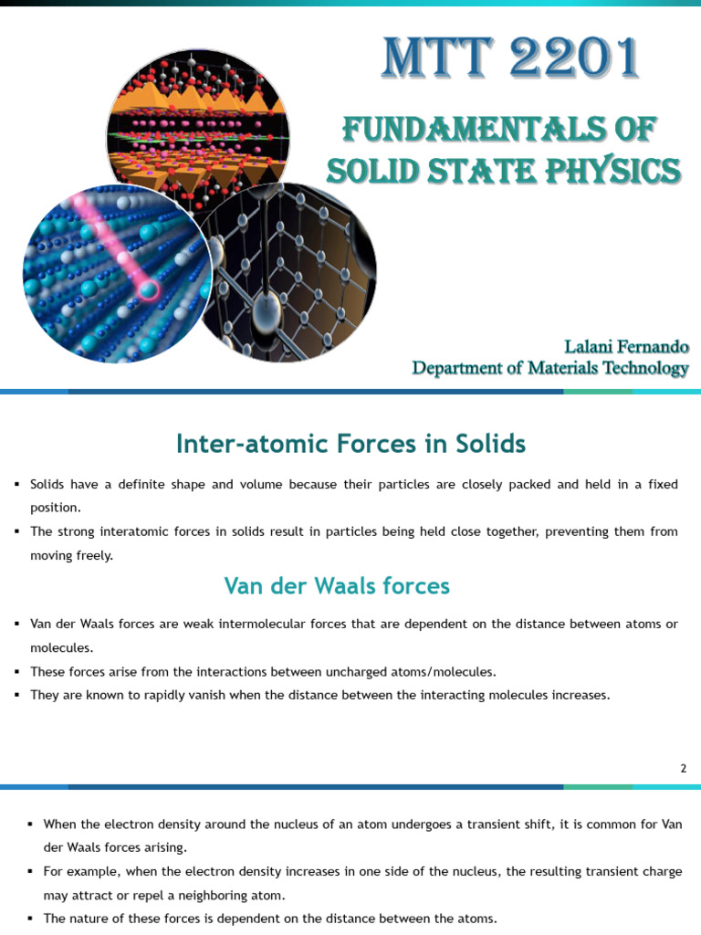 Interatomic Forces and Band Structure in Solids | PDF | Band Gap ...