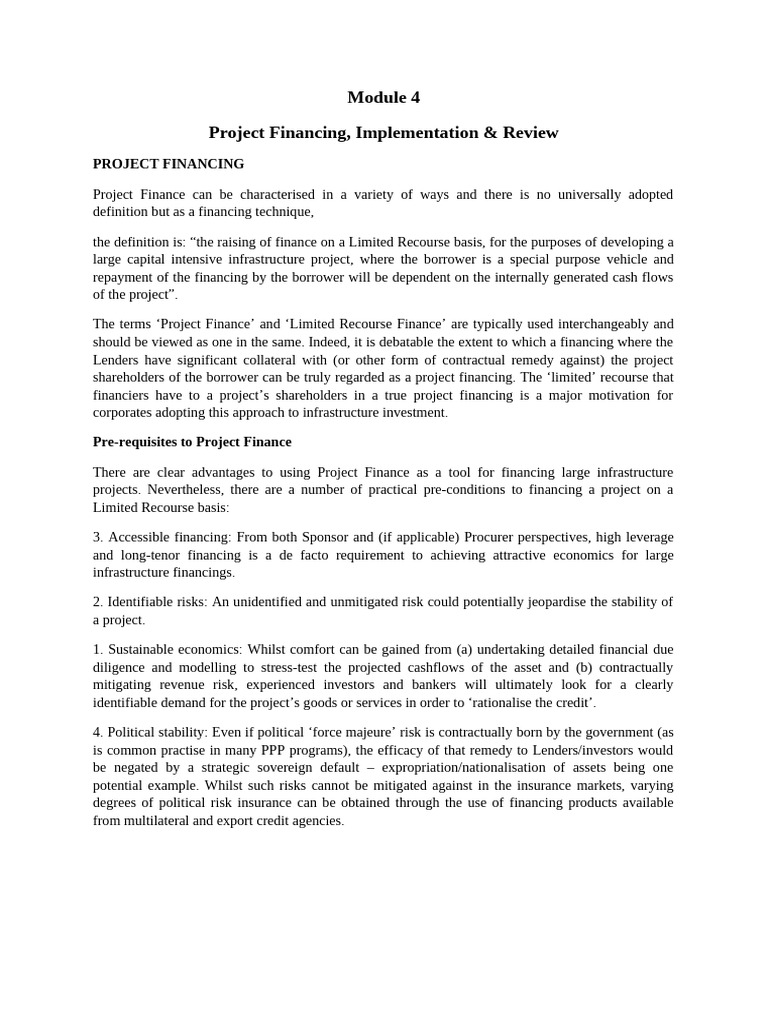 Project Financing: Key Concepts & Sources | PDF | Private Equity ...