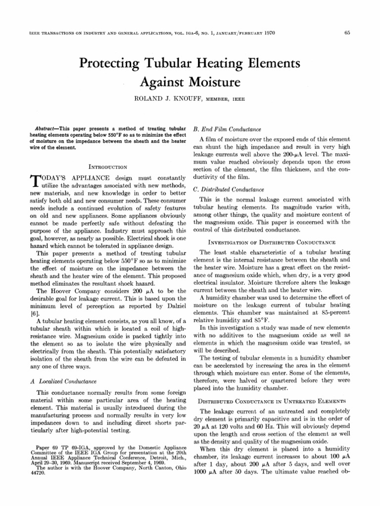 Moisture Protection for Heating Elements | PDF | Electricity | Materials