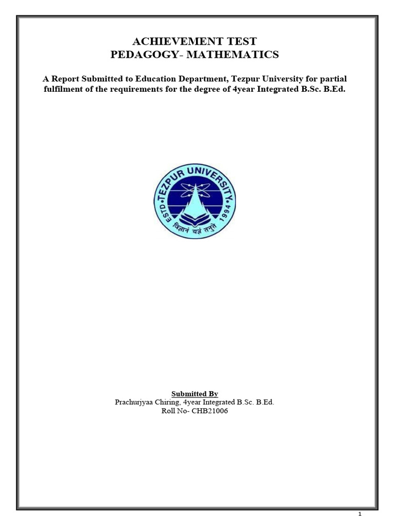 Achievement Test Construction in Mathematics | PDF | Educational ...