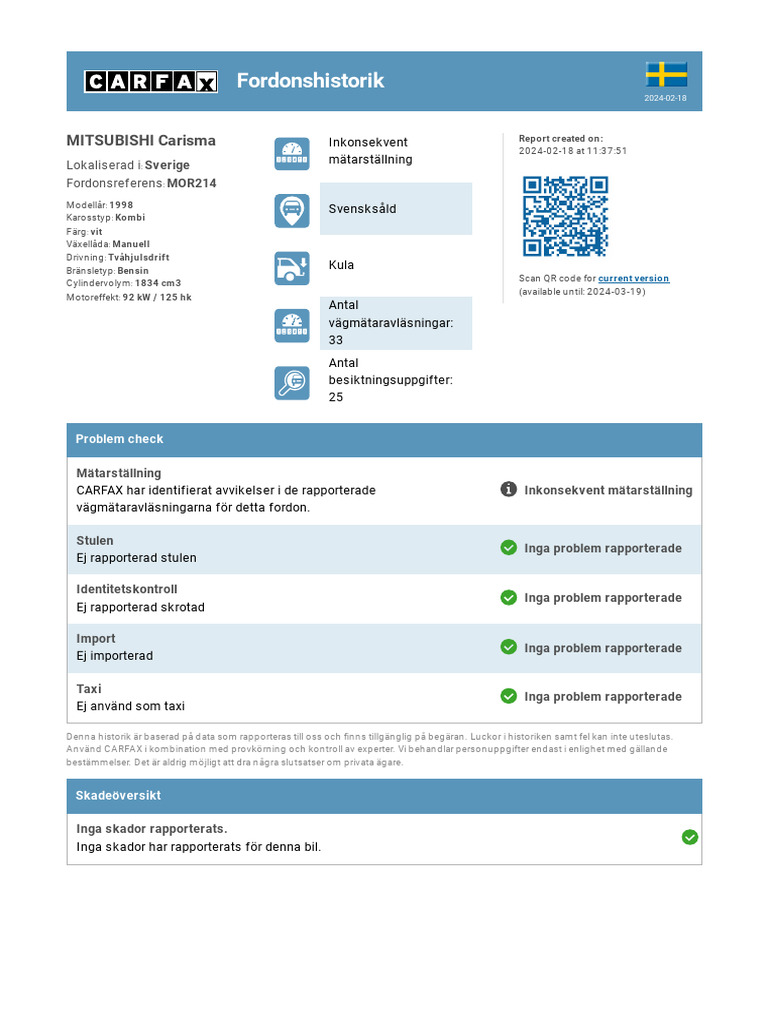 CARFAX Vehicle History Report | PDF
