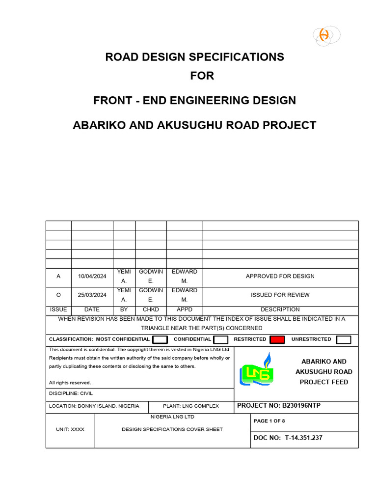 Abariko Akusughu Road Design Specs | PDF | Road | Concrete