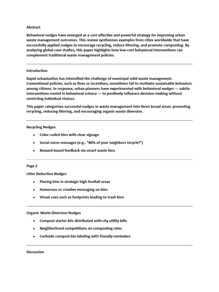 Effective Behavioral Nudges in Waste Management | PDF