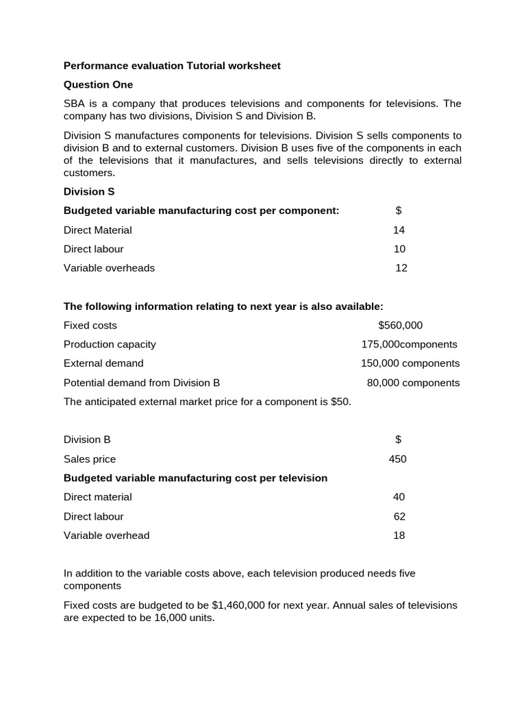 Performance Evaluation of SBA Divisions | PDF | Cost | Demand