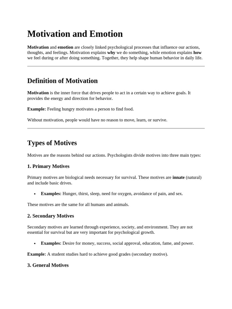 Motivation and Emotion | PDF | Emotions | Motivational