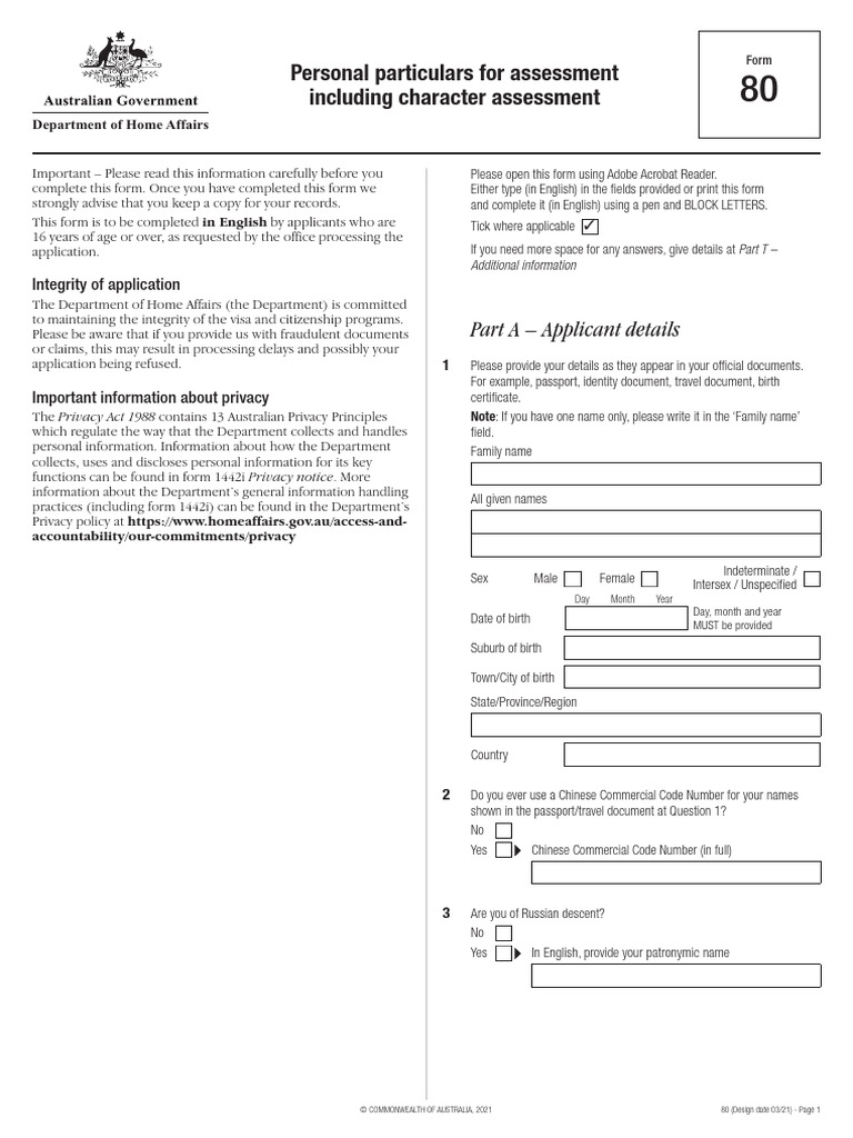 Form 80: Personal Particulars Guide | PDF | Identity Document | Travel Visa