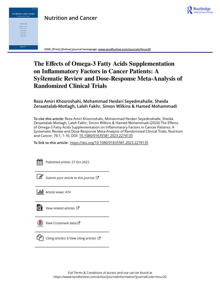 Omega-3 Effects on Cancer Inflammation | PDF | Omega 3 Fatty Acid ...