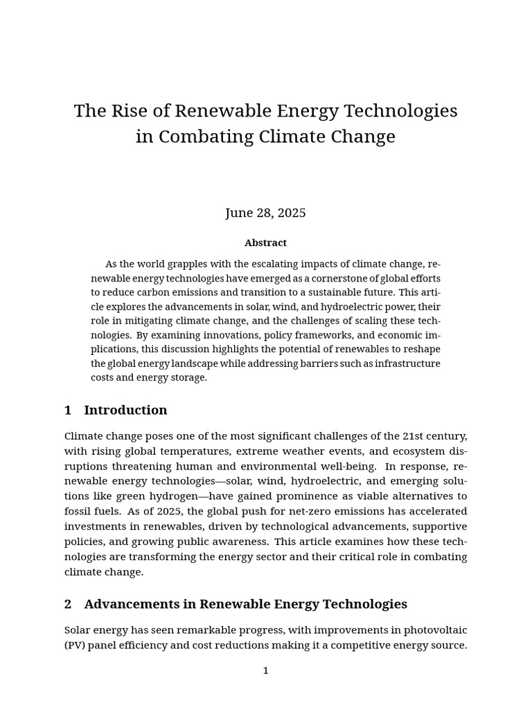 Advancements in Renewable Energy | PDF | Renewable Energy | Wind Power