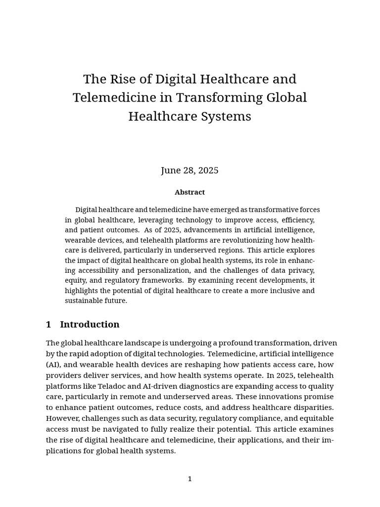 The Rise of Digital Healthcare and Telemedicine in Transforming Global ...