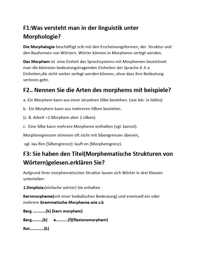 Was Versteht Man in Der Linguistik Unter Morphologie | PDF