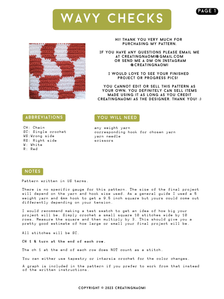 Wavy Checks Crochet Pattern Guide | PDF | Crochet | Crafts