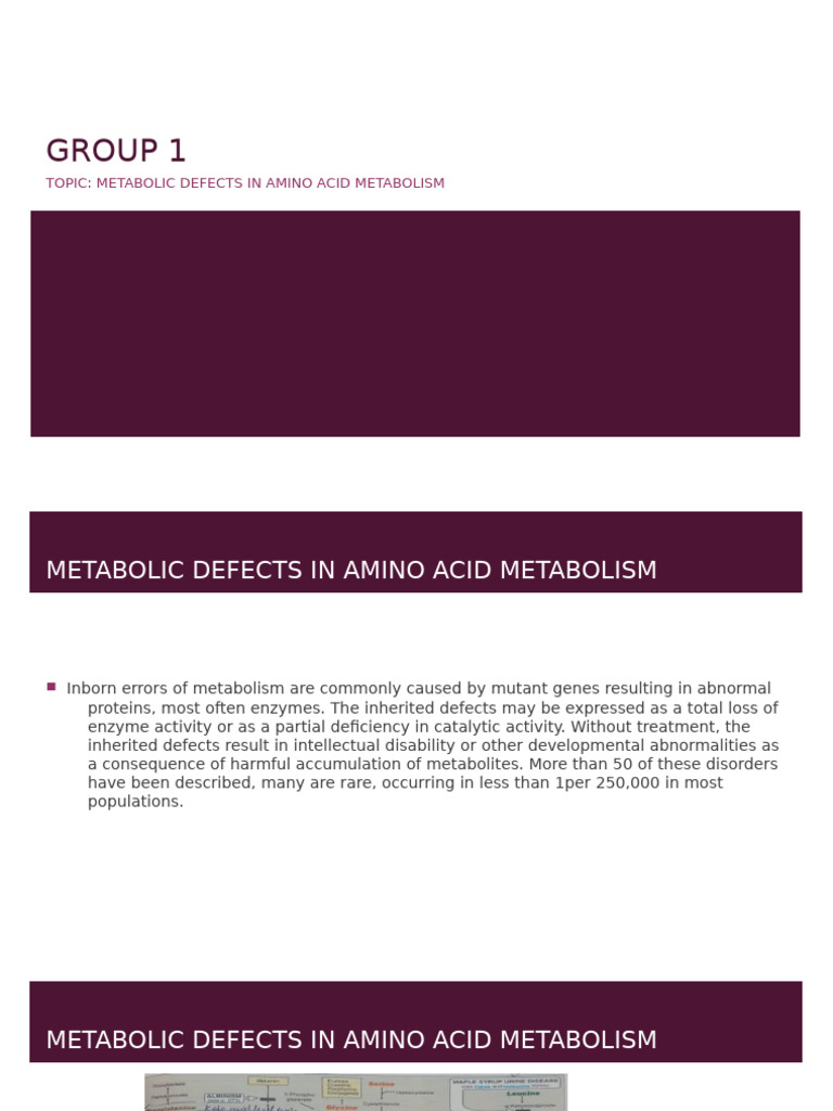 Metabolic Defects in Amino Acid Disorders | PDF | Phenylalanine ...