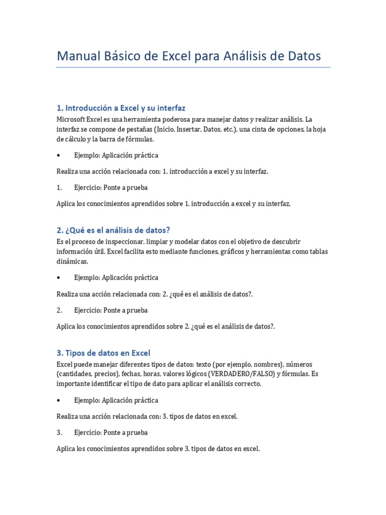 Manual de Excel para Análisis de Datos | PDF | Microsoft Excel | Macro ...