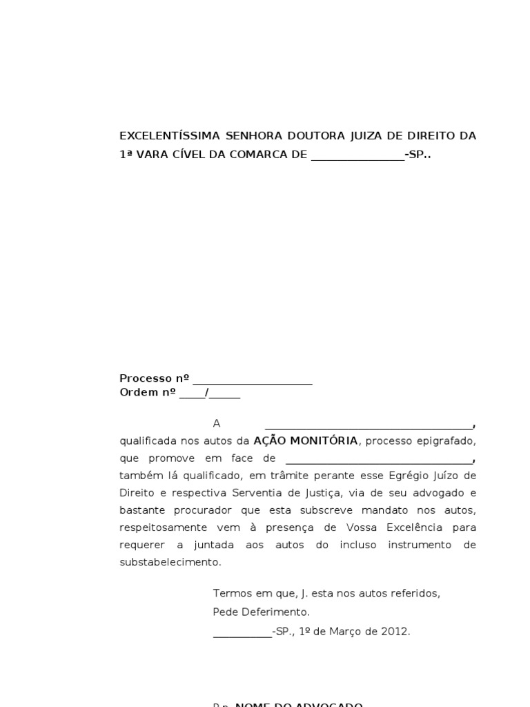 Petição de Juntada de Substabelecimento