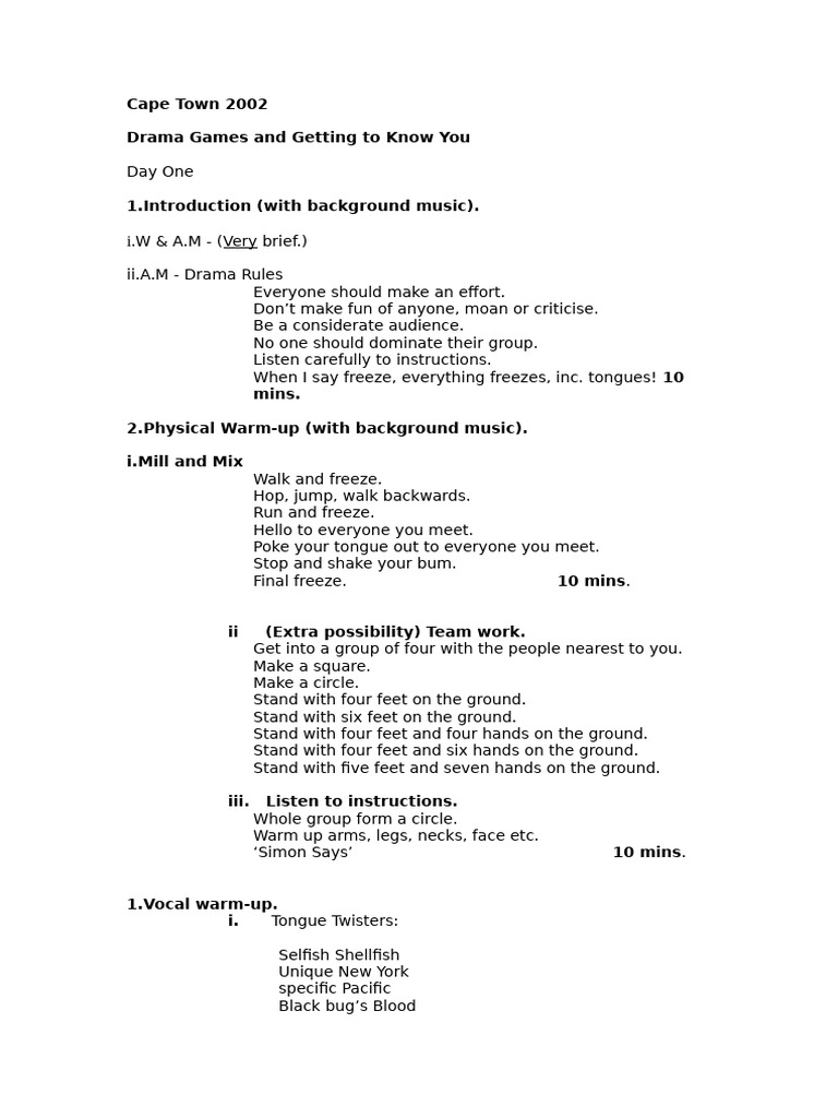 Drama Games for Team Building Activities | PDF