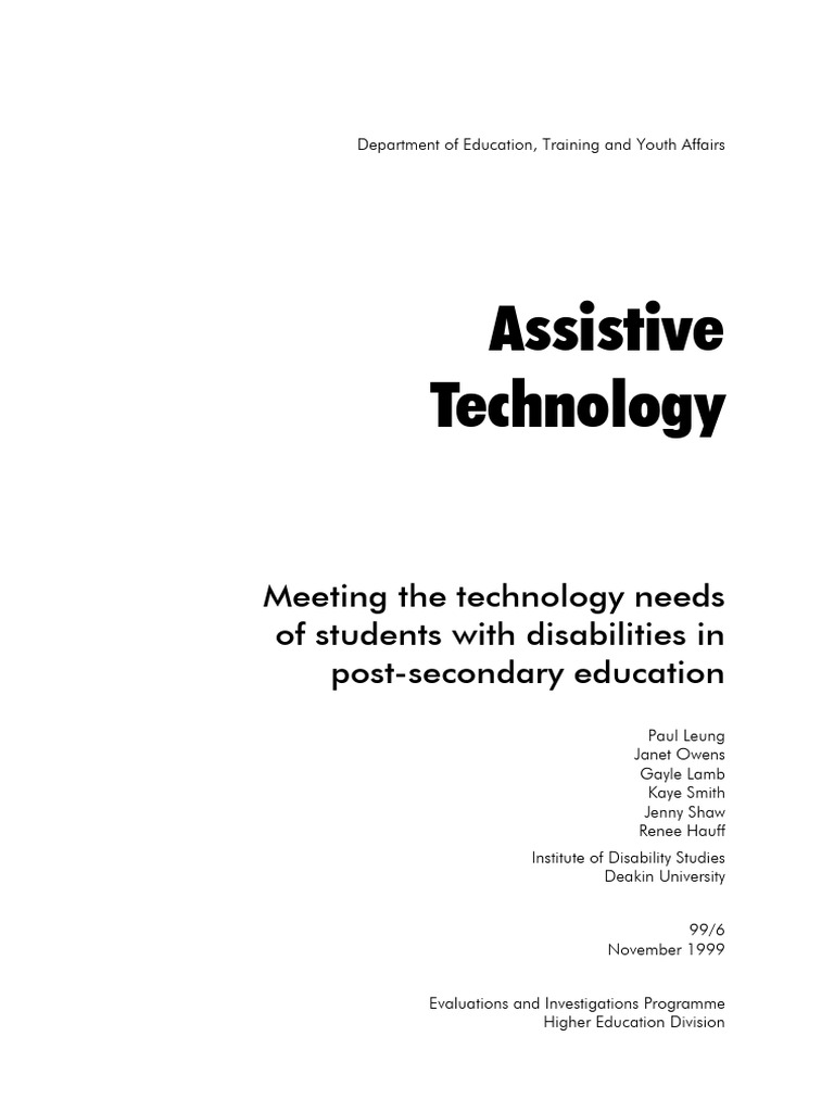 Assistive Technology for Students with Disabilities | PDF | Disability ...