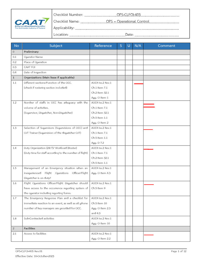 OPS CLFOI 405 Rev.01 - OPS Operational Control | PDF | Aviation Safety ...