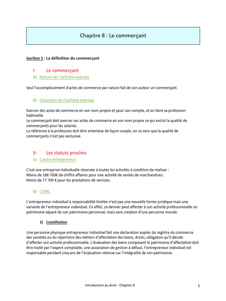 Définition et Statuts du Commerçant | PDF | Commerce | Business