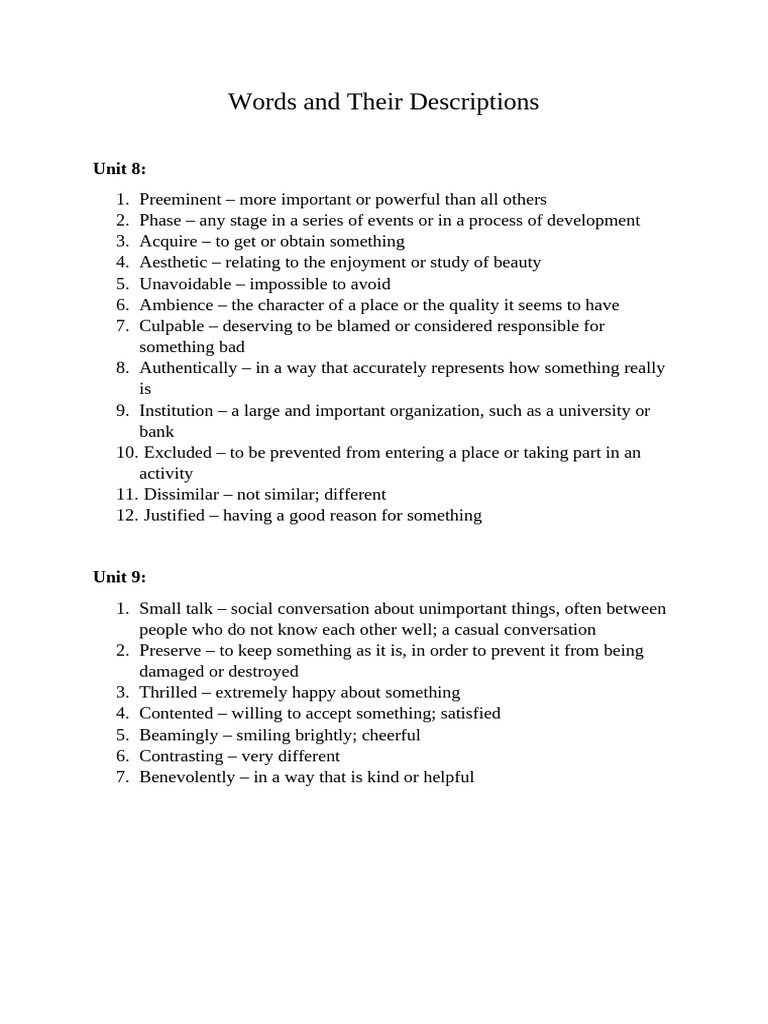 Vocabulary Words and Definitions Guide | PDF | Solubility