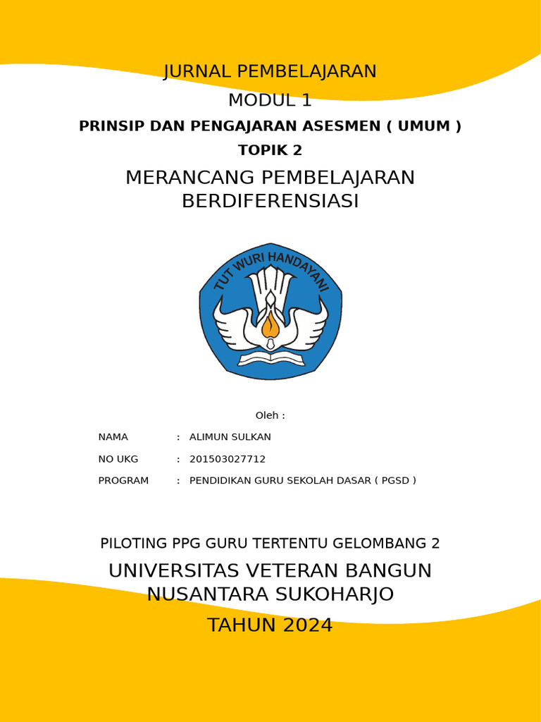 Jurnal Pembelajaran Berdiferensiasi PPG | PDF