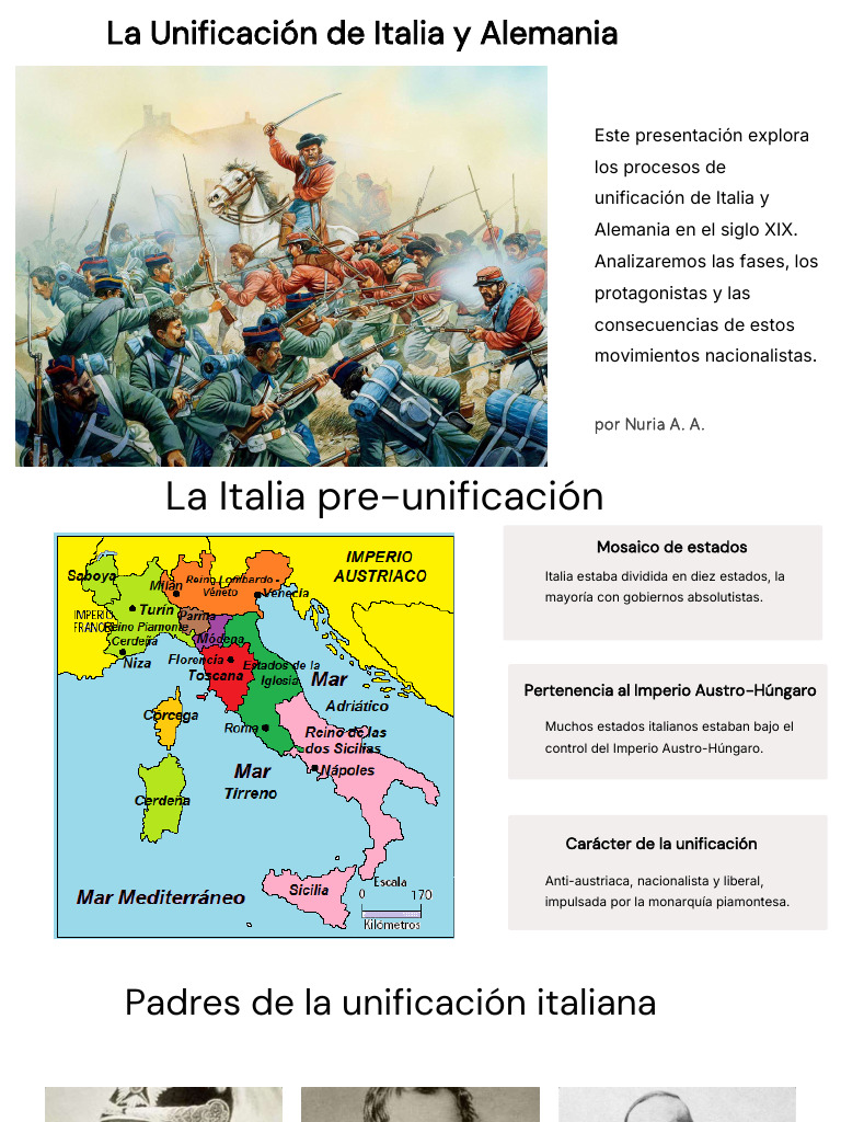 Unificación de Italia y Alemania en el XIX | PDF | imperio Alemán | Europa