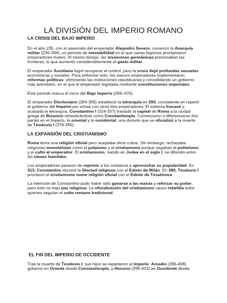 Crisis y Caída del Imperio Romano | PDF | imperio Romano | Constantino ...