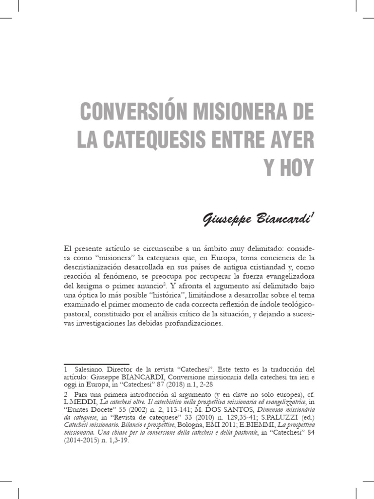 Conversión misionera de la catequesis | PDF | Concilio Vaticano II ...