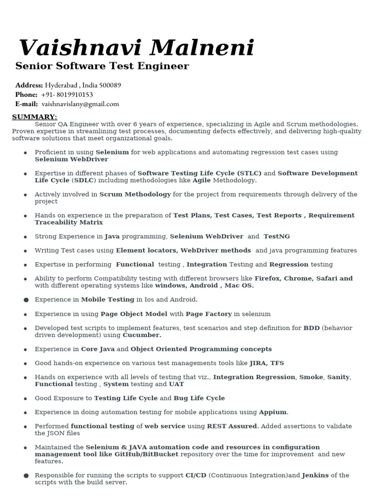 Senior QA Engineer with Automation Expertise | PDF | Software Testing ...