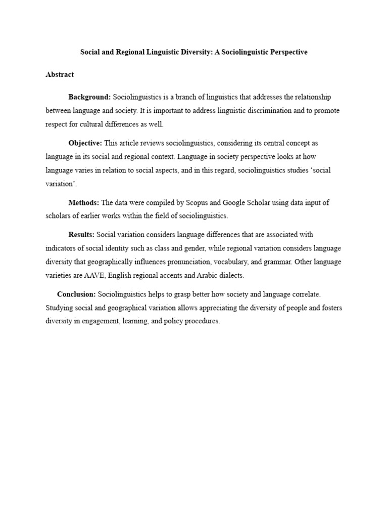 Social and Regional Linguistic Diversity | PDF | Sociolinguistics ...