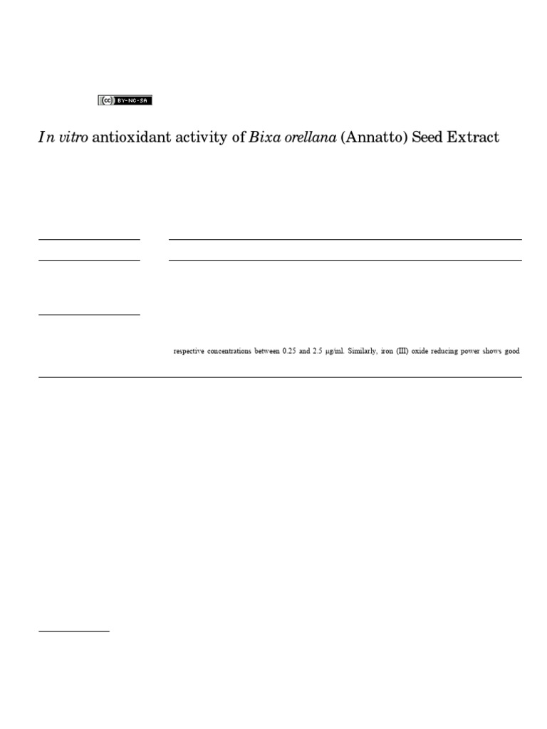 In Vitro Antioxidant Activity of Bixa or | PDF | Antioxidant | Chemical ...
