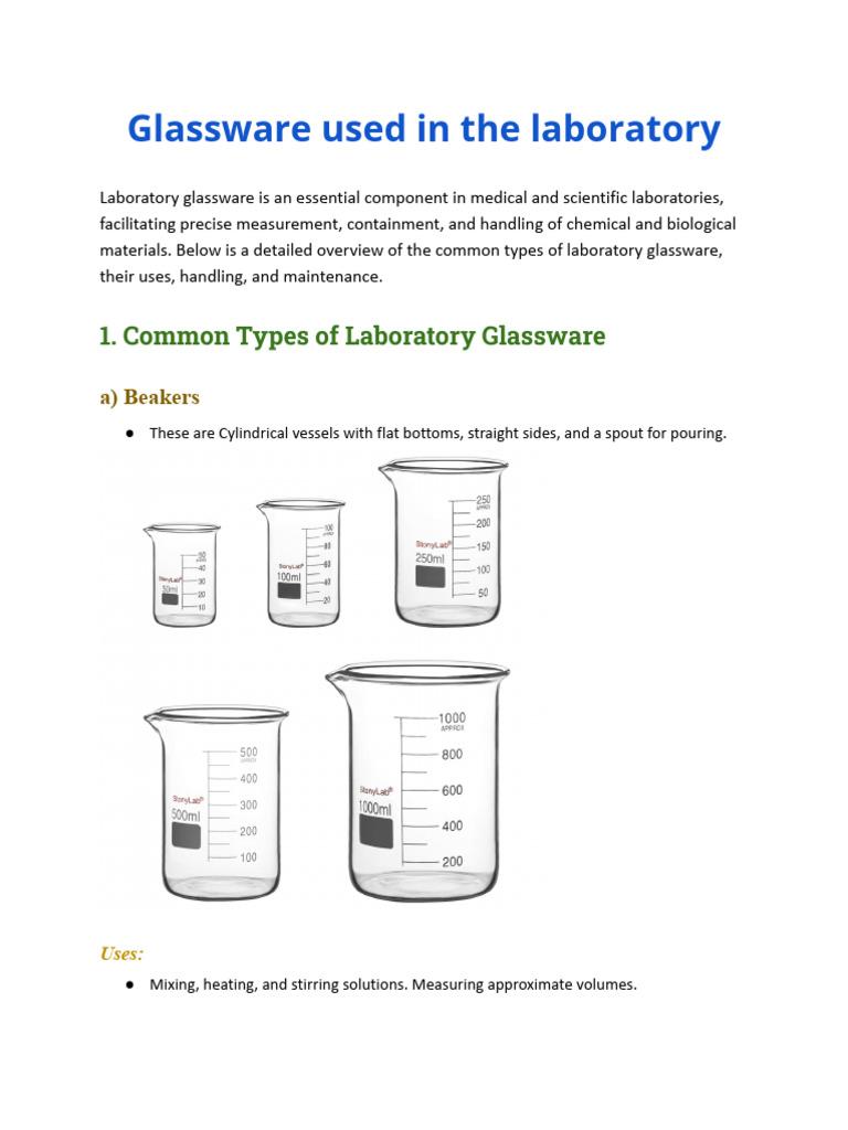 Essential Laboratory Glassware Guide | PDF | Glasses | Volume