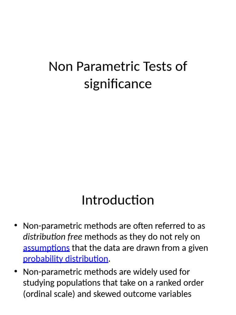 Non-Parametric Significance Tests Guide | PDF | Nonparametric ...
