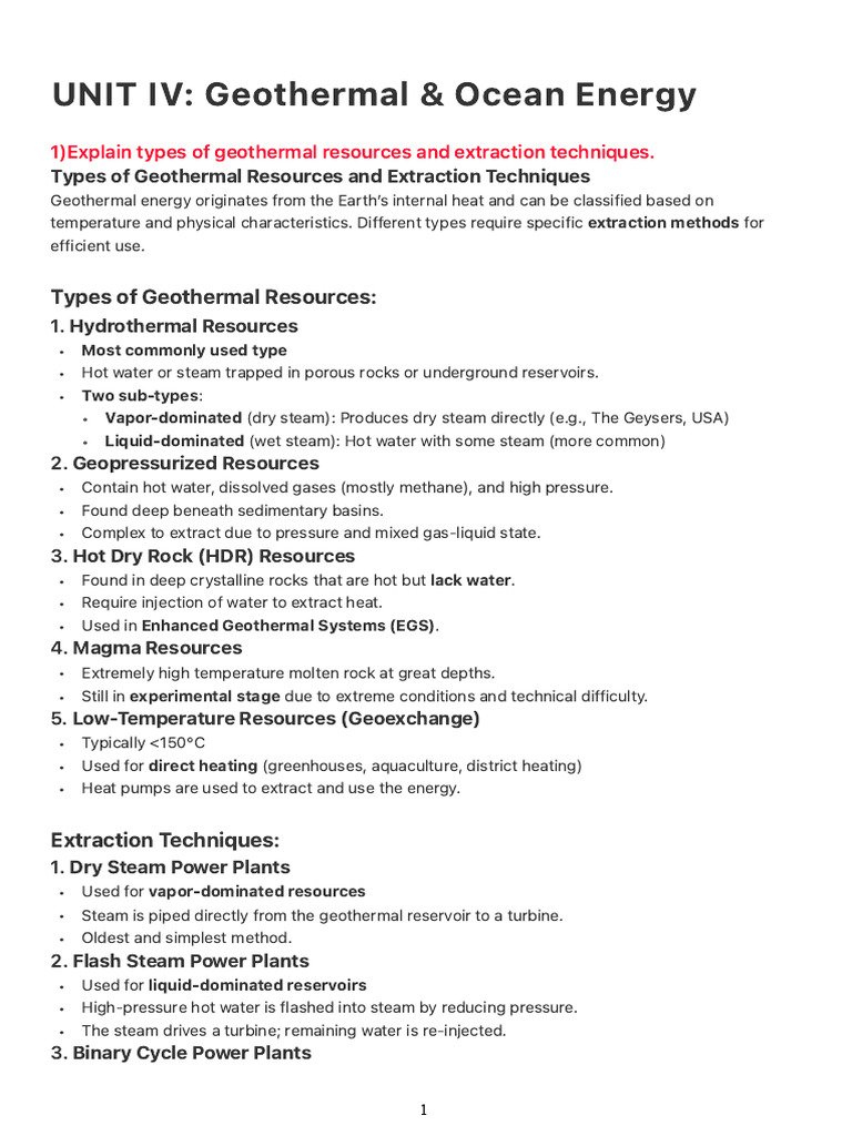 Tidal and Geothermal Energy Overview | PDF | Geothermal Energy | Nature