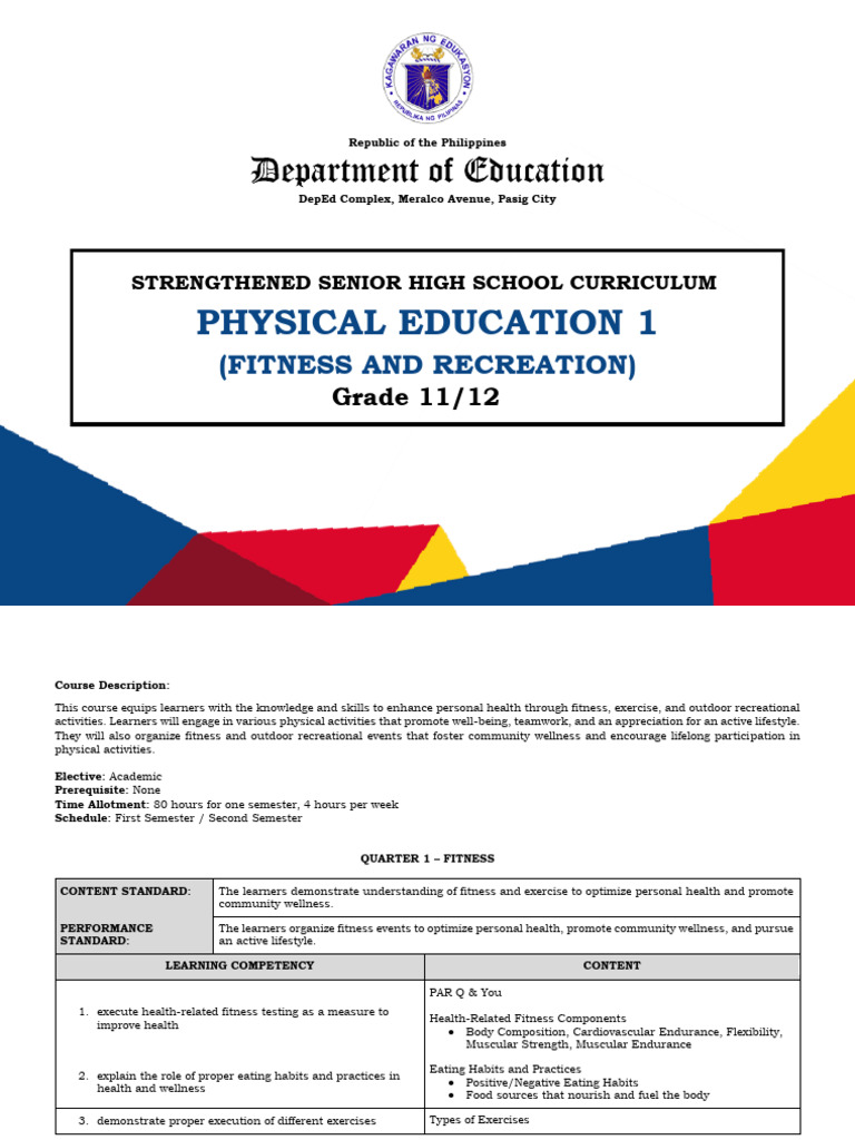 Senior High School PE Curriculum Guide | PDF | Physical Fitness | High ...