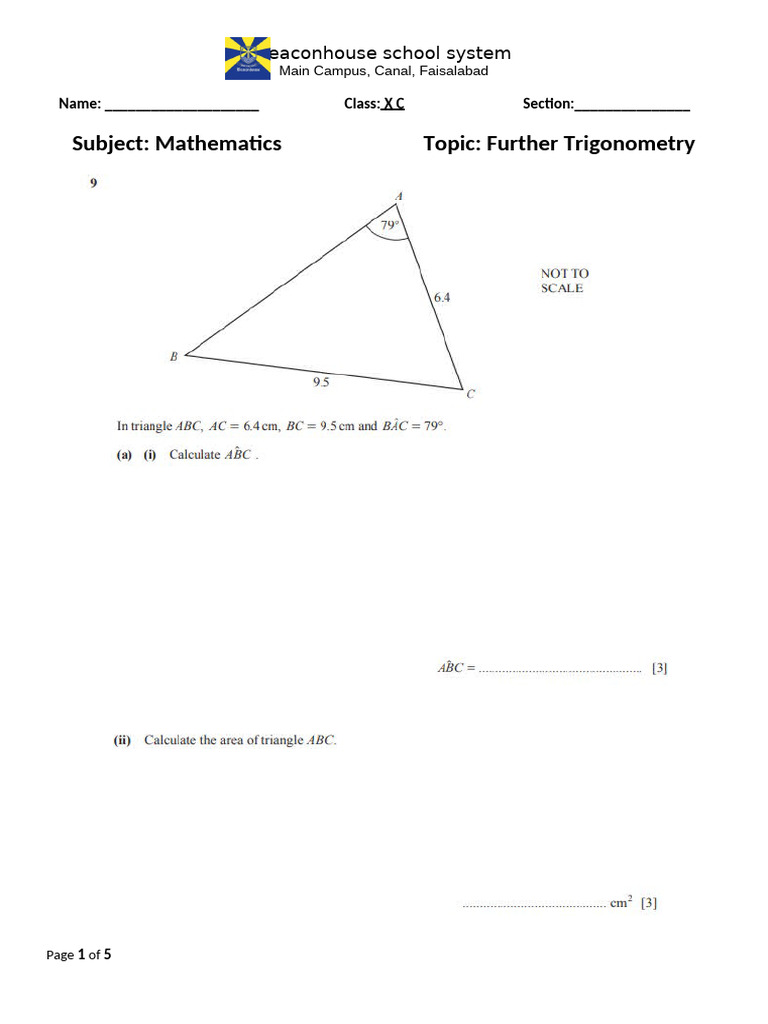 Worksheet of 3D Trigonometry | PDF