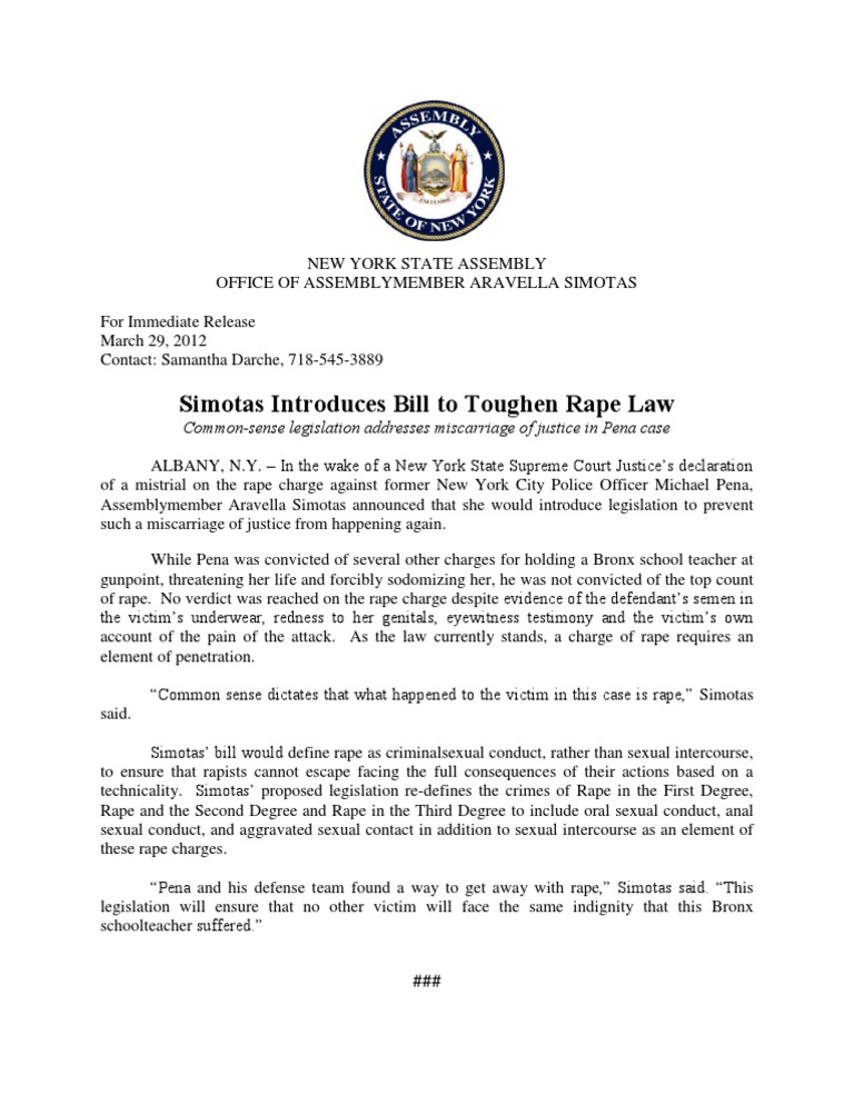 Simotas Bill Aims to Reform Rape Laws | PDF