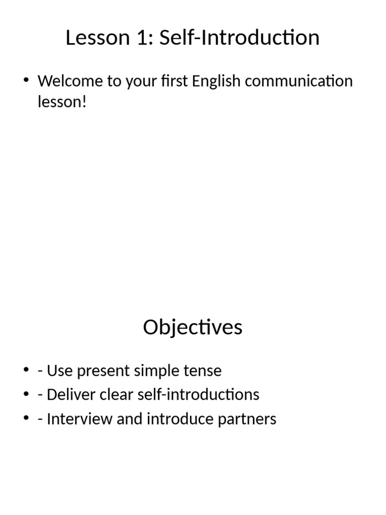 Lesson1 SelfIntroduction | PDF