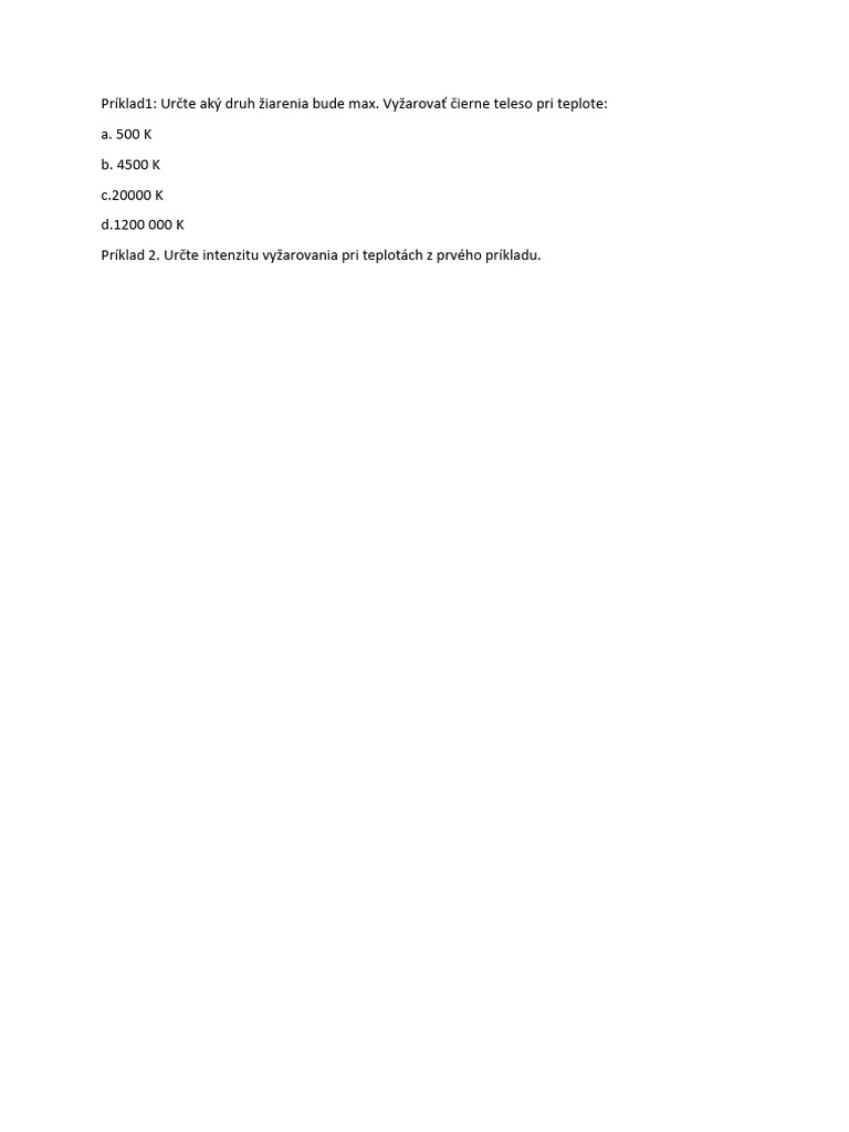 Domaca Úloha Žiarenie Čierneho Telesa | PDF