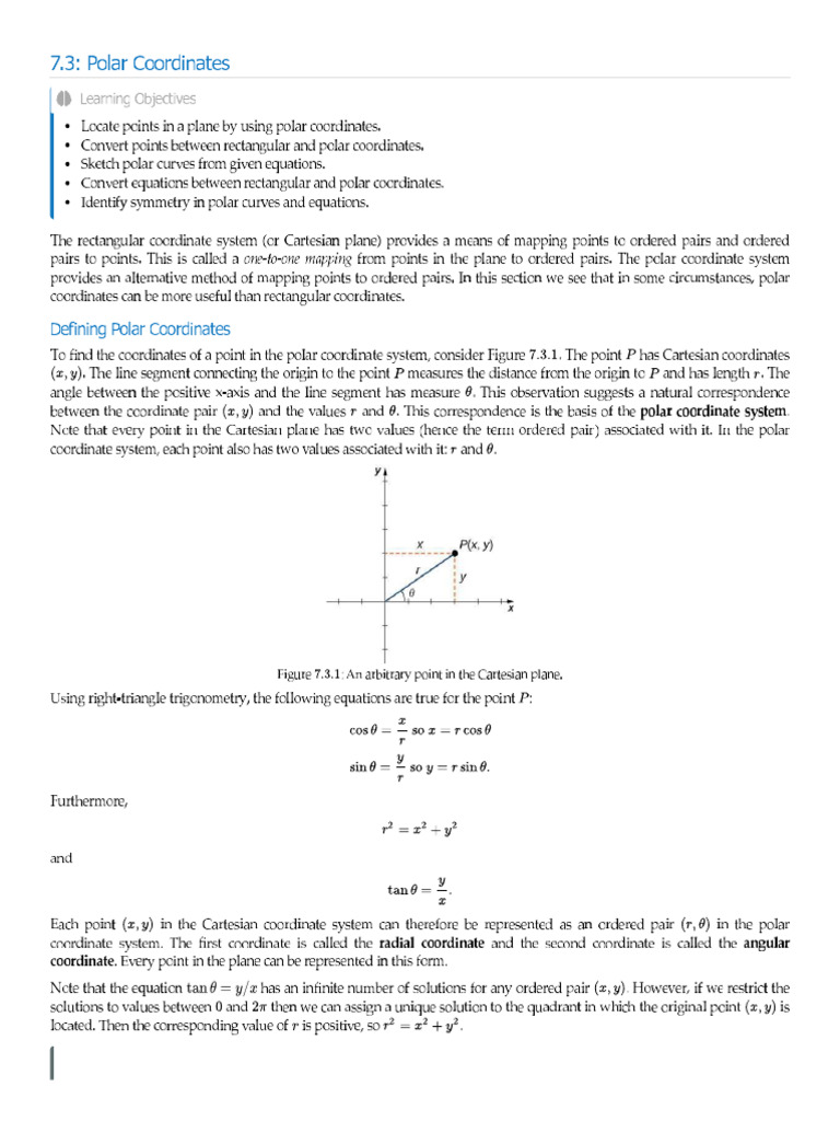 Polar Coordinates Class 11 PDF | PDF