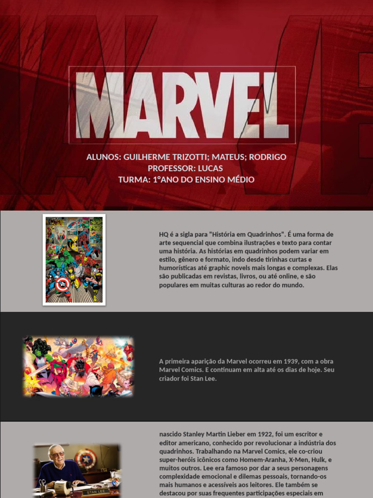 História das HQs e Marvel Comics | PDF