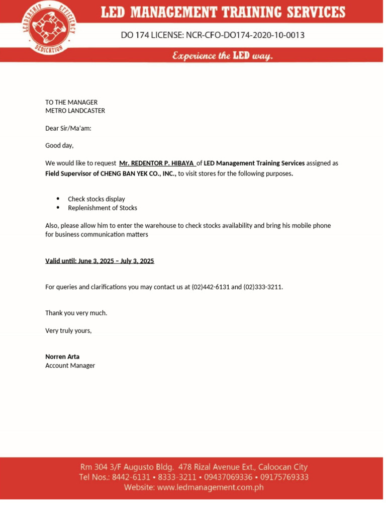 Stock Check Request for Field Supervisor | PDF