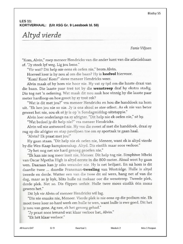 Afrikaans - Kortverhaal Oor Altyd Vierde | PDF