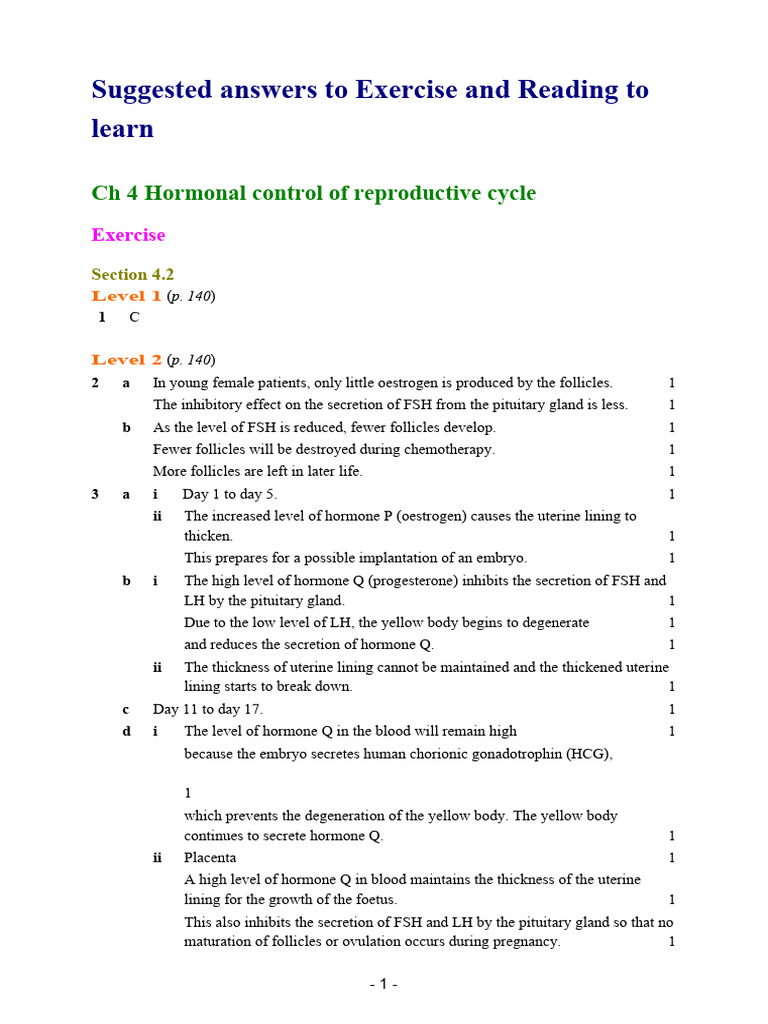 Hormonal Control of Reproductive Cycle | PDF | Luteinizing Hormone ...