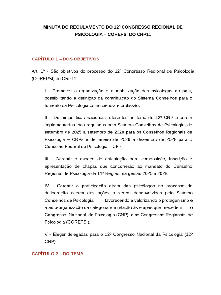 Minuta Regimento Corep CRP 11 - 21 Maio - Edição 1 Larissa | PDF ...