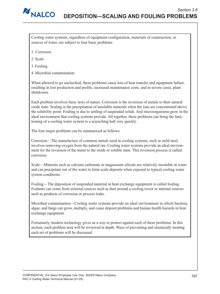 Cooling Water Scaling and Fouling Issues | PDF | Solubility | Chemical ...